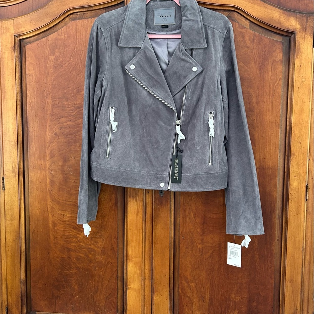 NWT NEW Nordstrom Blank NYC Gray Suede Moto Jacket Large L - Picture 2 of 5